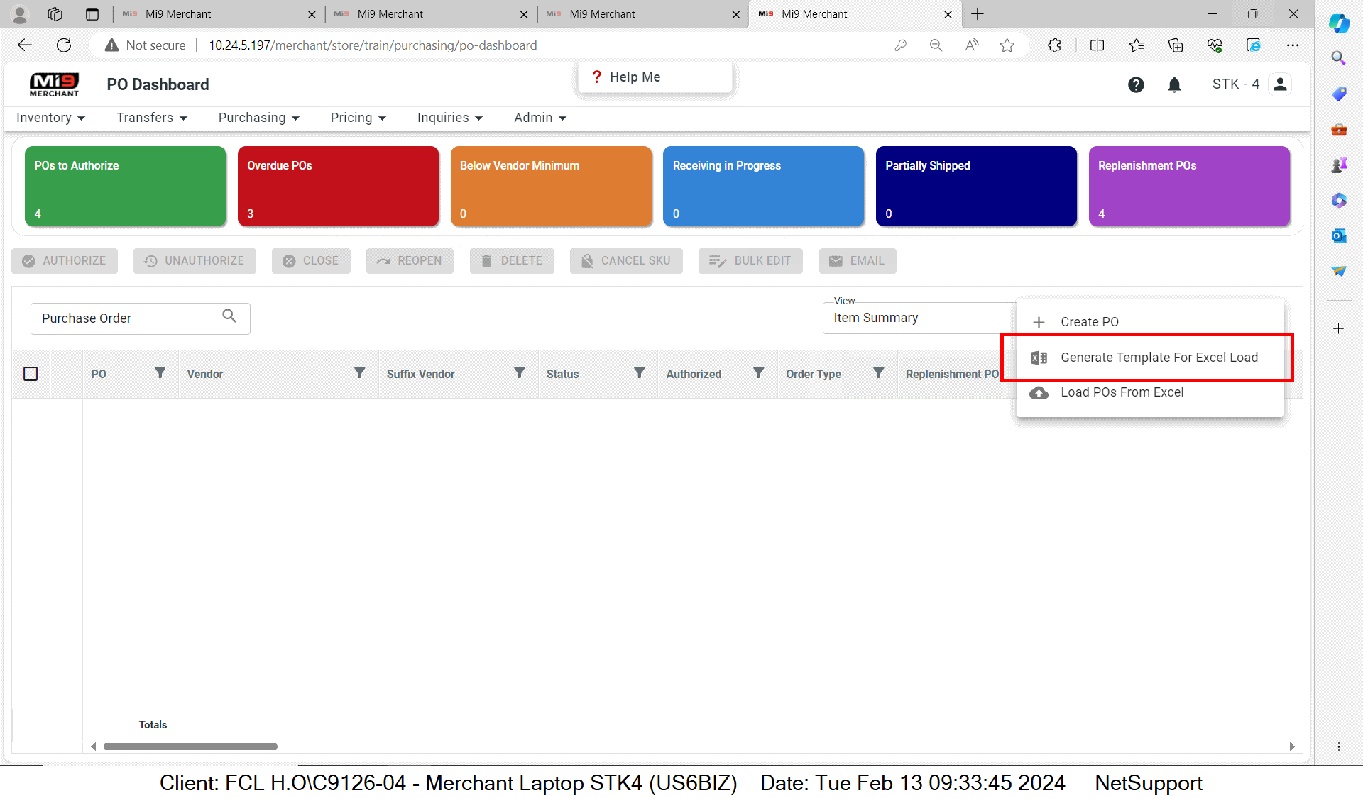 Po Generated FCL eSupport
